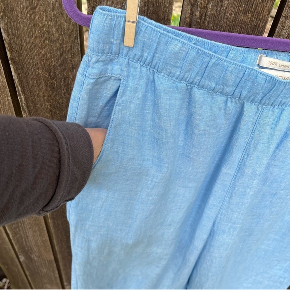 Cynthia Rowley 100% Linen Wide Leg Crop Pants In Light Blue Sz L - Picture 4 of 14